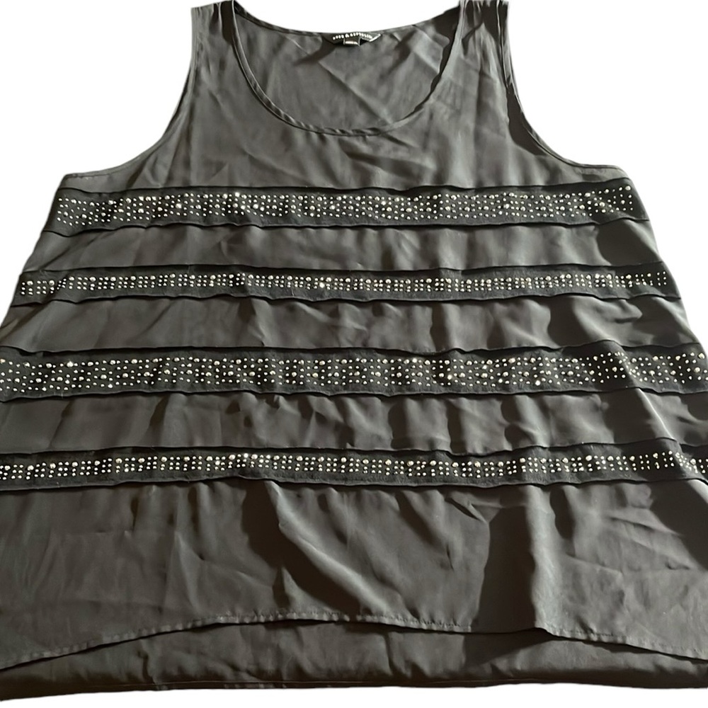 Rock & Republic XL black scoop neck tank top with stud detail